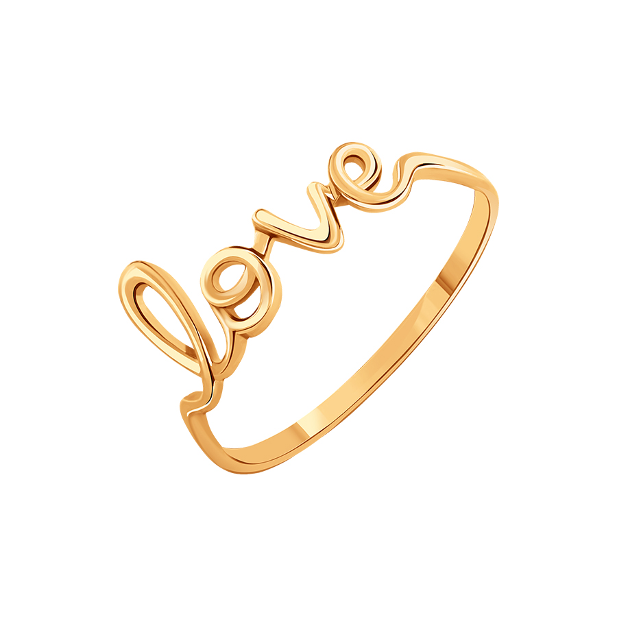 Кольцо Love из красного золота 585 Т100017346