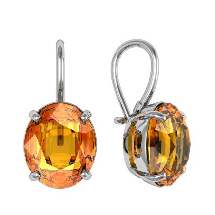 Серьги с синим/оранжевым горным хрусталем из серебра 925 с родированием 301854