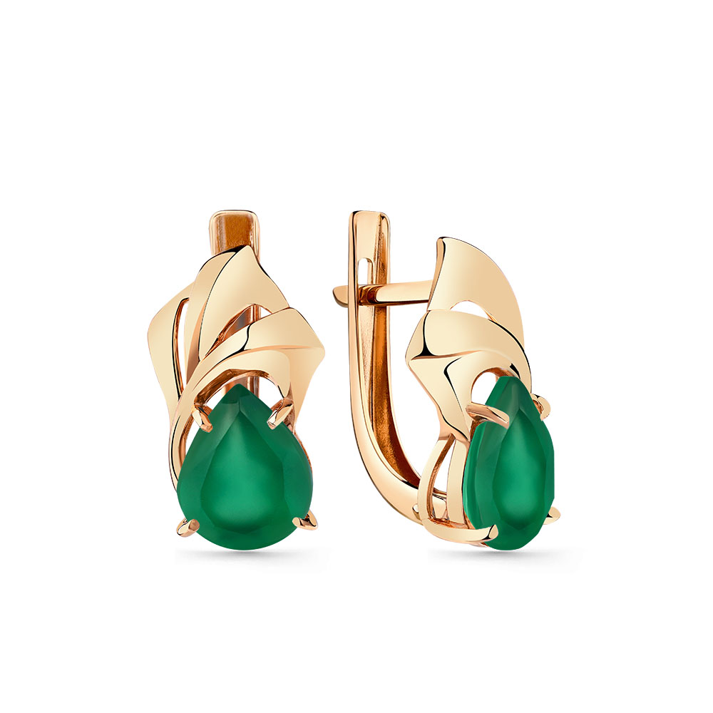 Серьги с агатом из красного золота 585 02-3-511-0900-010