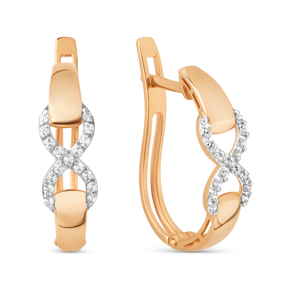 Серьги Бесконечность с фианитами из красного золота 585 023872-1102