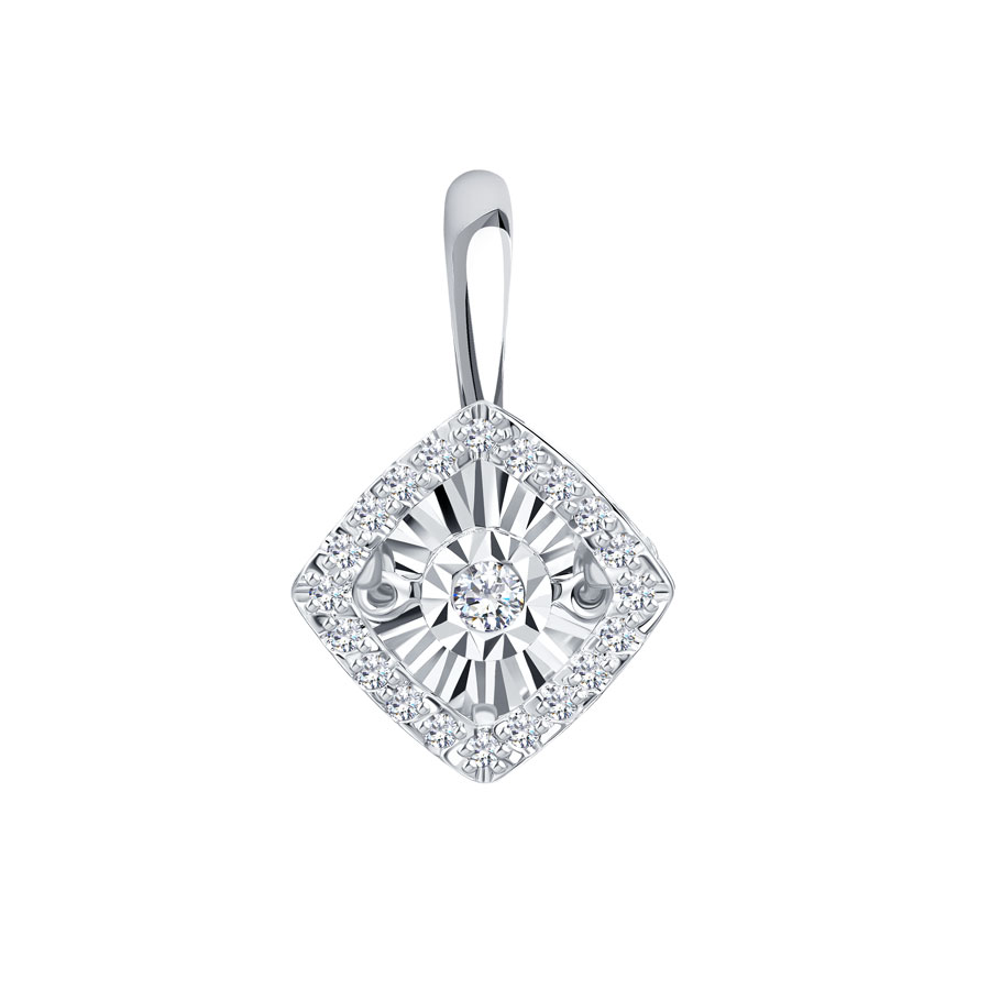 Подвеска с танцующим бриллиантом из белого золота 585 с родированием Т305634971