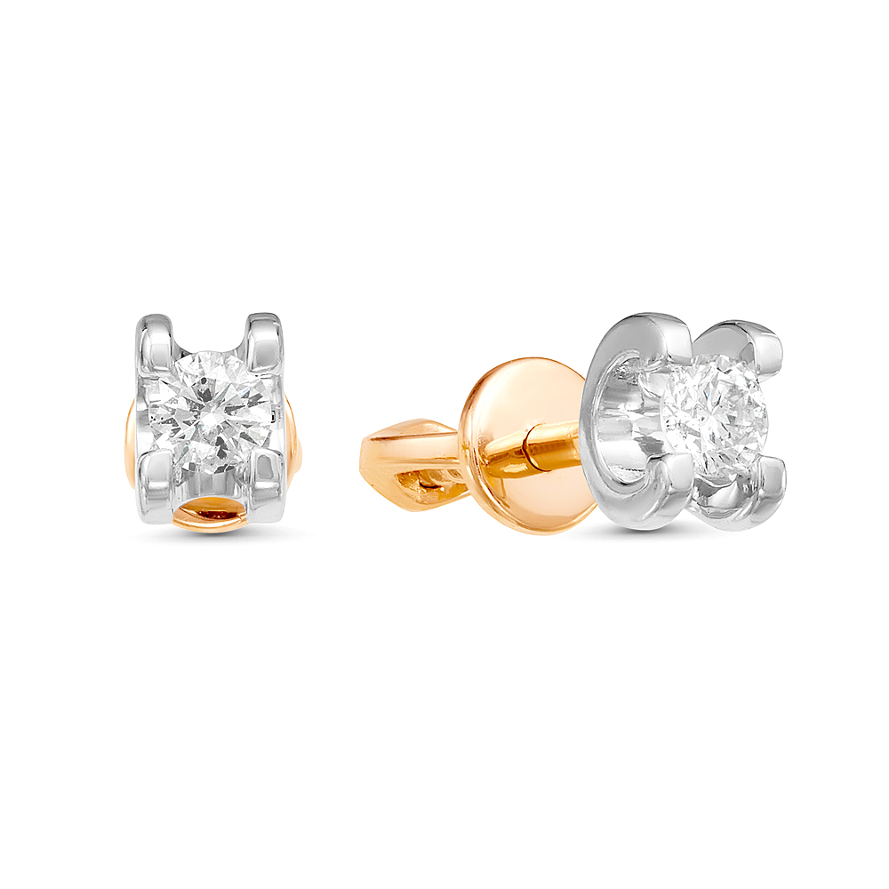 Серьги-пусеты с бриллиантами из красного золота 585 09-01087-01-001-01-01    