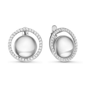 Серьги с фианитами из серебра 925