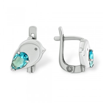 Серьги детские Птички с фианитами из серебра 925 с родированием 42010120