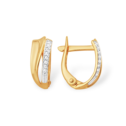 Серьги с фианитами из красного золота 585