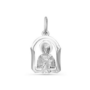 Икона нательная Николая Чудотворца из серебра 925 с родированием с031405  
