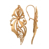 Серьги без камней с филигранью из красного золота 585 00-98