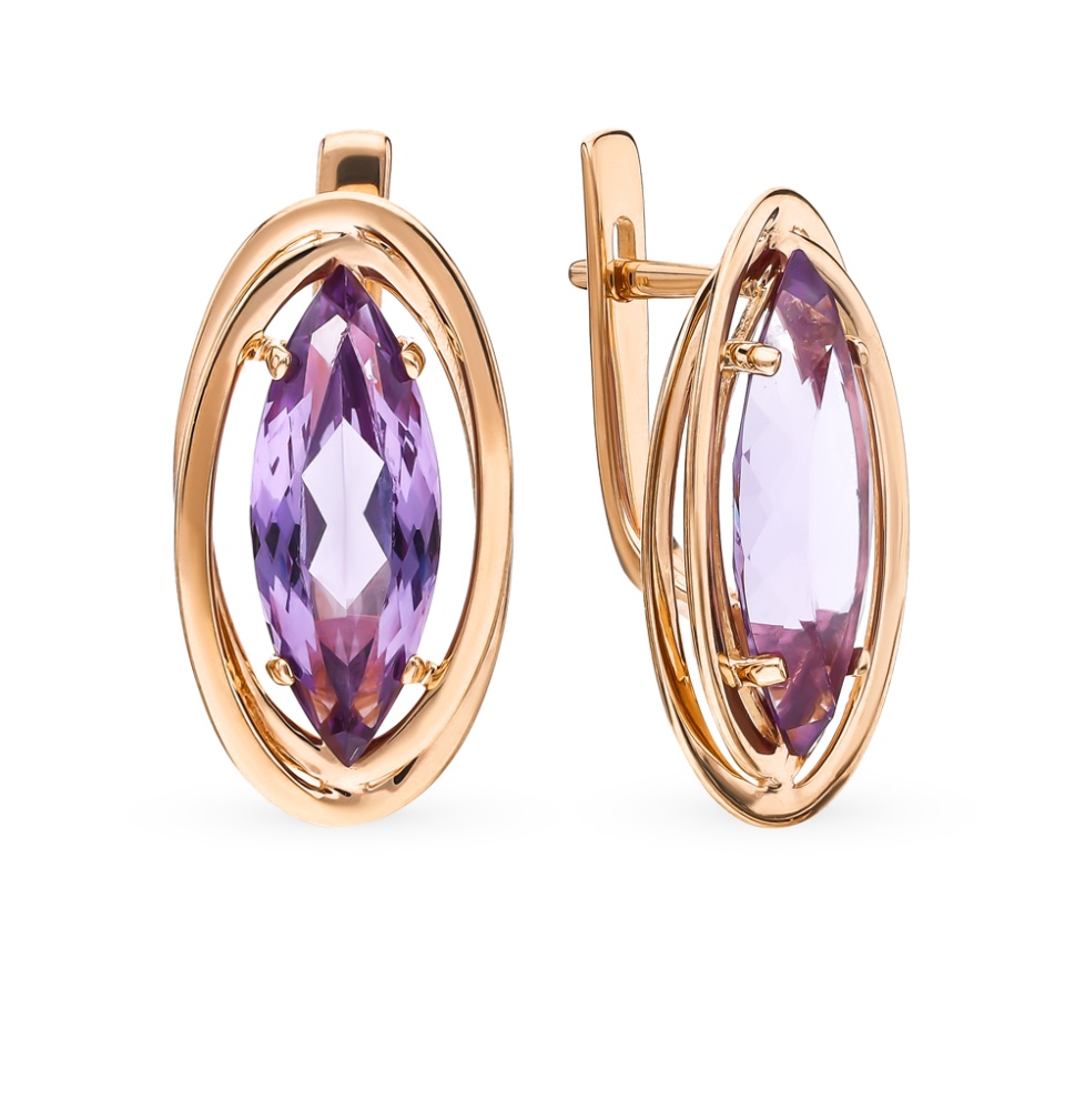 Серьги с гранатами из красного золота 585 200-1405                 