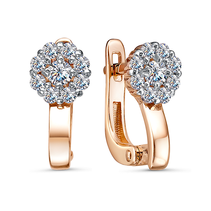 Серьги детские с голубыми фианитами из красного золота 585 с родированием 2210407 1 12 1           