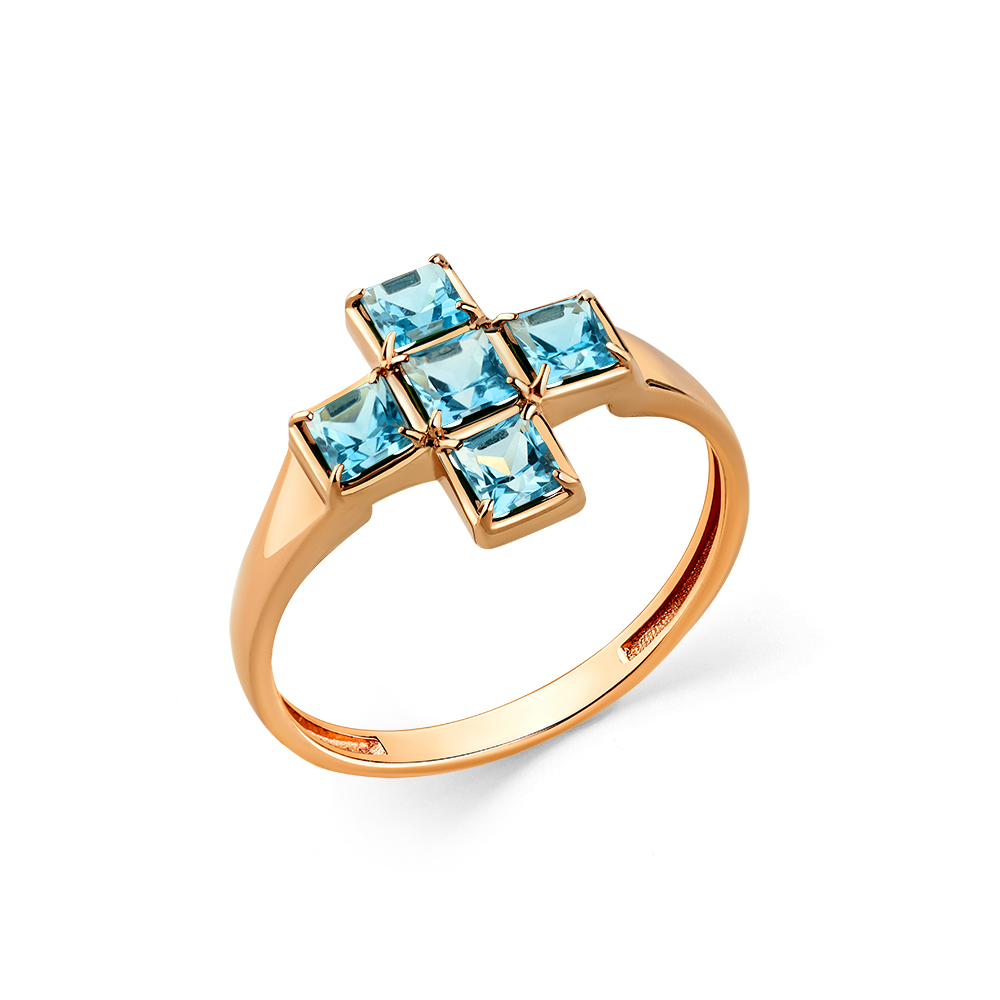 Кольцо Крест с топазами из красного золота 585 01-3-430-1300-010