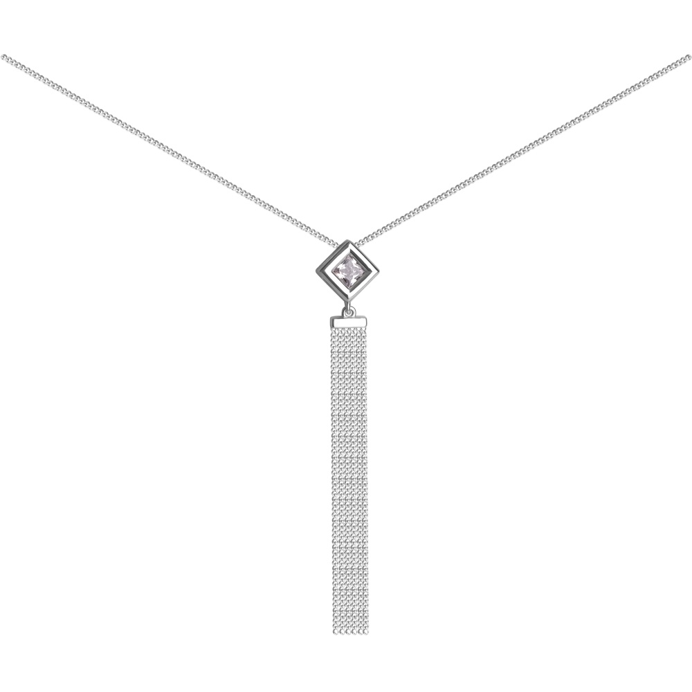 Колье Ромб с фианитами из серебра 925 с родированием 33-72-0001-26368
