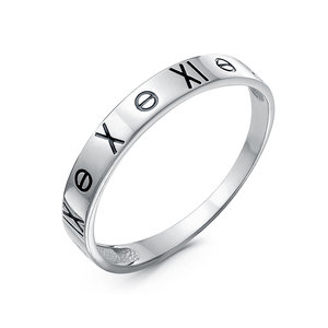 Кольцо Римские цифры с эмалью из белого золота 585 с родированием б2104741