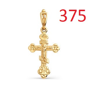 Крест без камней из красного золота 375