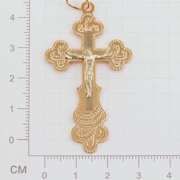 Крест без камней с алмазной гранью из красного золота 585 