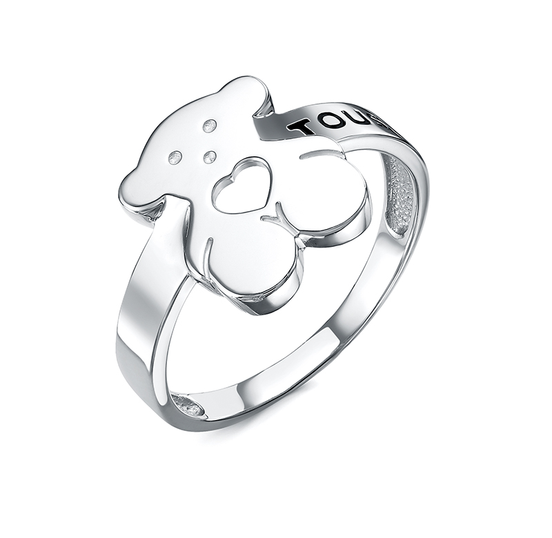Кольцо Мишка с эмалью из серебра 925 с родированием