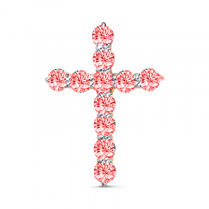 Крест декоративный с красными фианитами из красного золота 585