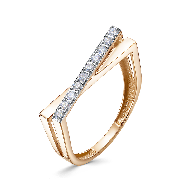 Кольцо с фианитами из красного золота 585 1105648/17,5