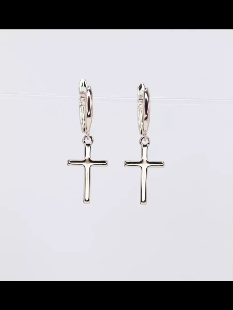 Серьги Кресты из серебра 925 с родированием 20621-925