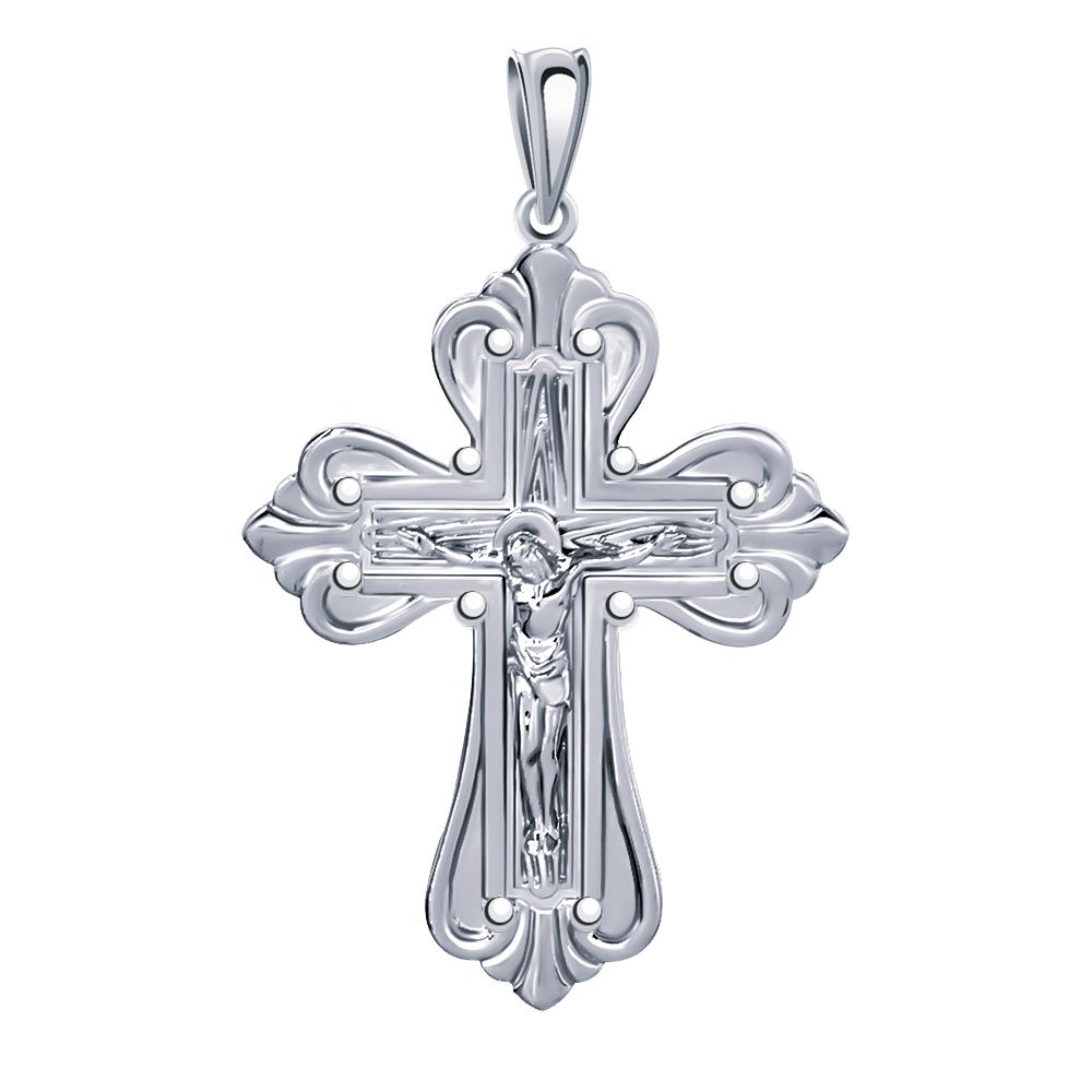 Крест из серебра с 925 с родированием 3316-925