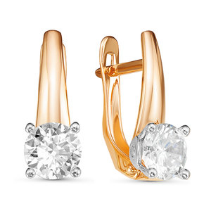серьги с фианитами из красного золота 585