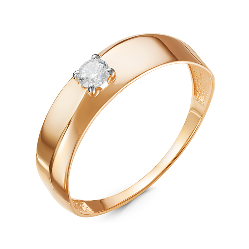 Кольцо с фианитом из красного золота 585