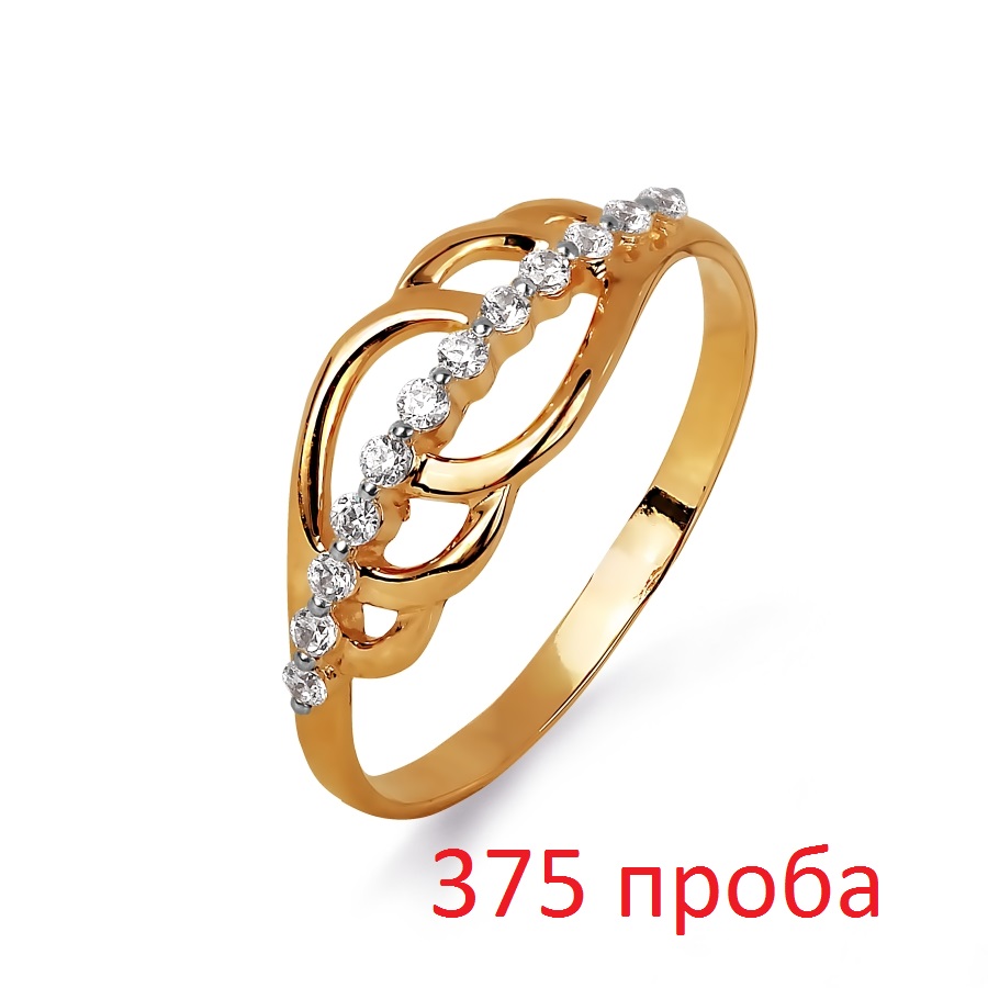Кольцо с фианитами из красного золота 375 
