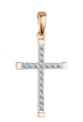 Крест декоративный с бриллиантами из красного золота 585