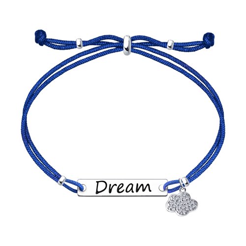 Браслет синяя нить Dream с фианитами и эмалью из серебра 925 с родированием 94-150-01025-1