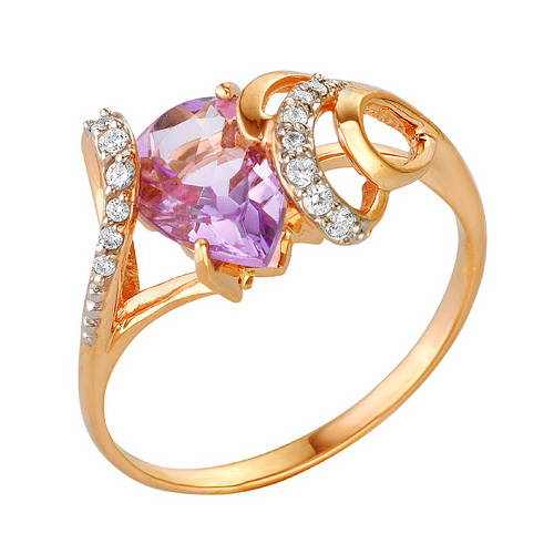 Кольцо с лондон топазом из красного золота 585 с родированием 