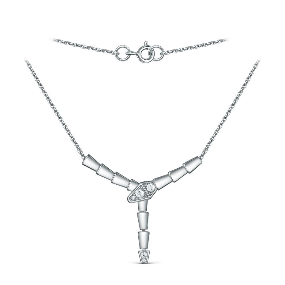 Колье Змея с фианитами из серебра 925 с родированием 441-10-623-1р