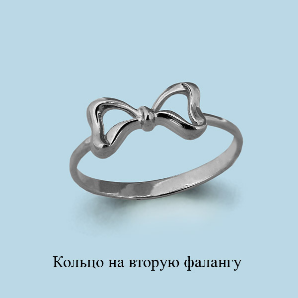 Кольцо Бантик из серебра 925 с родированием 57006.5