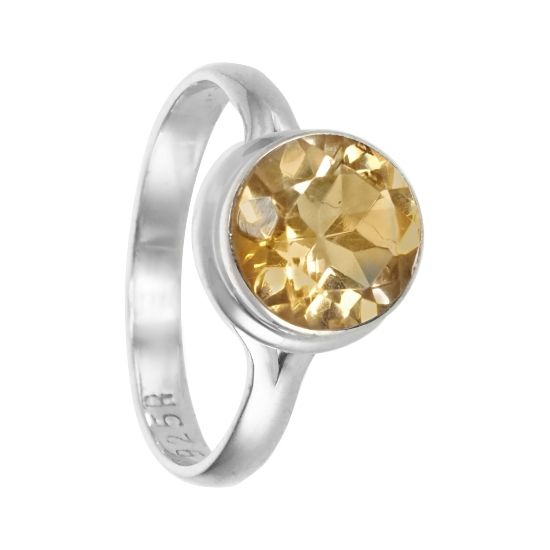 Кольцо с цитрином из серебра 925 с родированием  ИАКС32108Х08ЦТ0R1 
