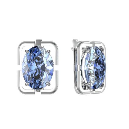 Серьги с синим горным хрусталем из серебра 925 с родированием 301860