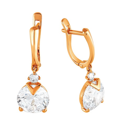 Серьги с фианитами из красного золота 585 2210207 1 1 10