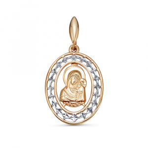Икона нательная Божией Матери Казанской из красного золота 585 3461010 1 1Кз