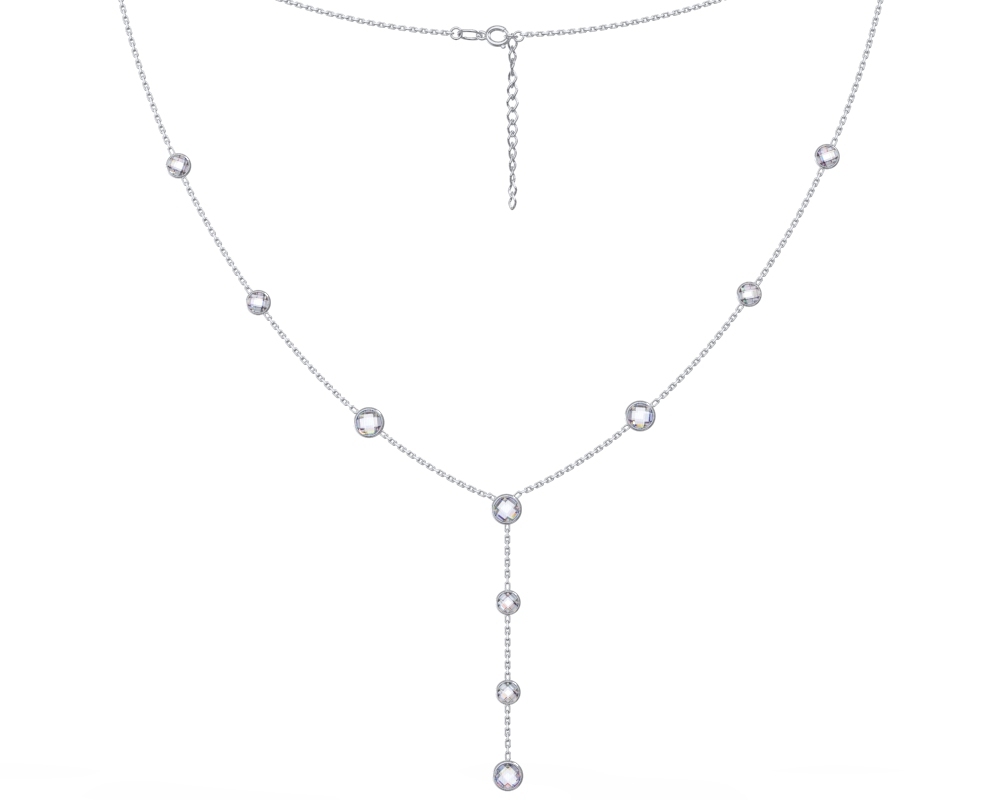 Колье с фианитами из серебра 925 с родированием 0310471-00775