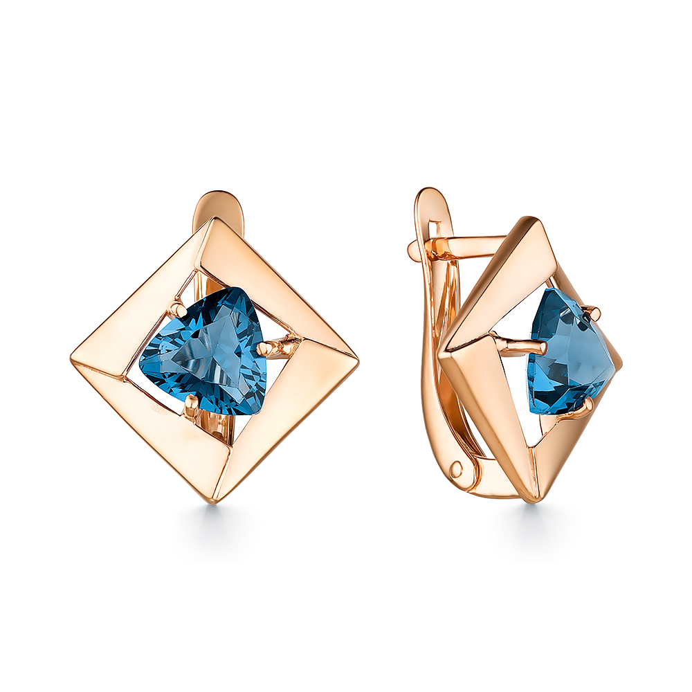 Серьги с хризолитом из красного золота 585 2454208 1 12 10