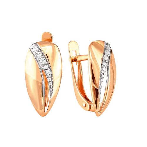 Серьги с фианитами из красного золота 585 с родированием 2279907 1 1 1            