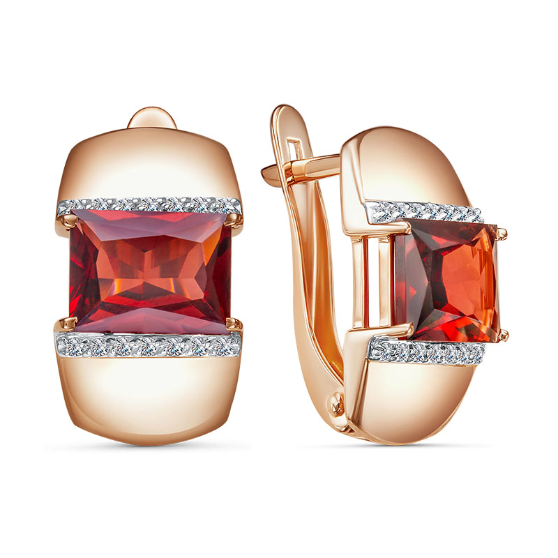 Серьги с аметистами и фианитами из красного золота 585 2110008 1 1 1