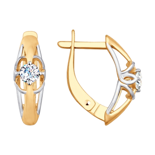 Серьги с фианитами из красного золота 585 