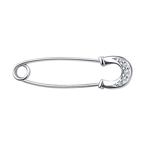 Булавка из серебра с фианитами 925