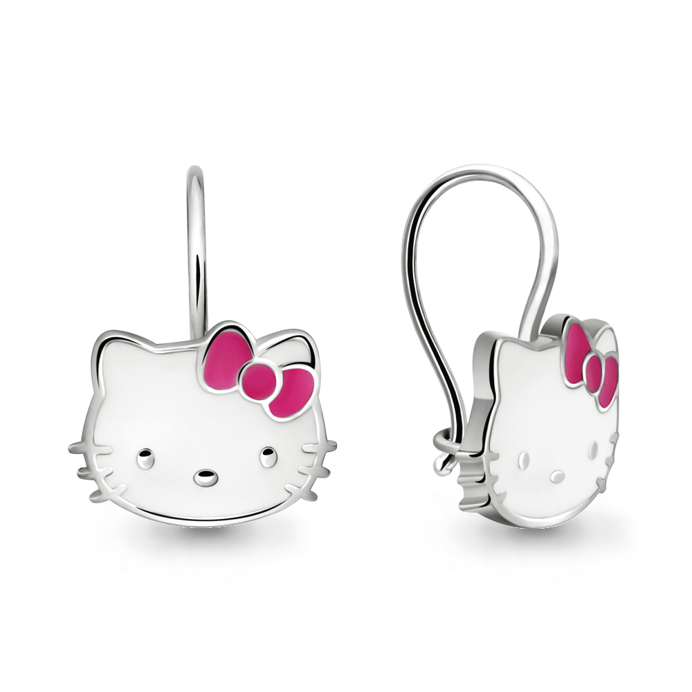 Серьги детские Hello Kitty с эмалью из серебра 925 с родированием 33501.5