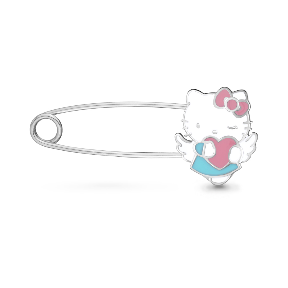Булавка Hello Kitty с эмалью из серебра 925 с родированием 74432                    
