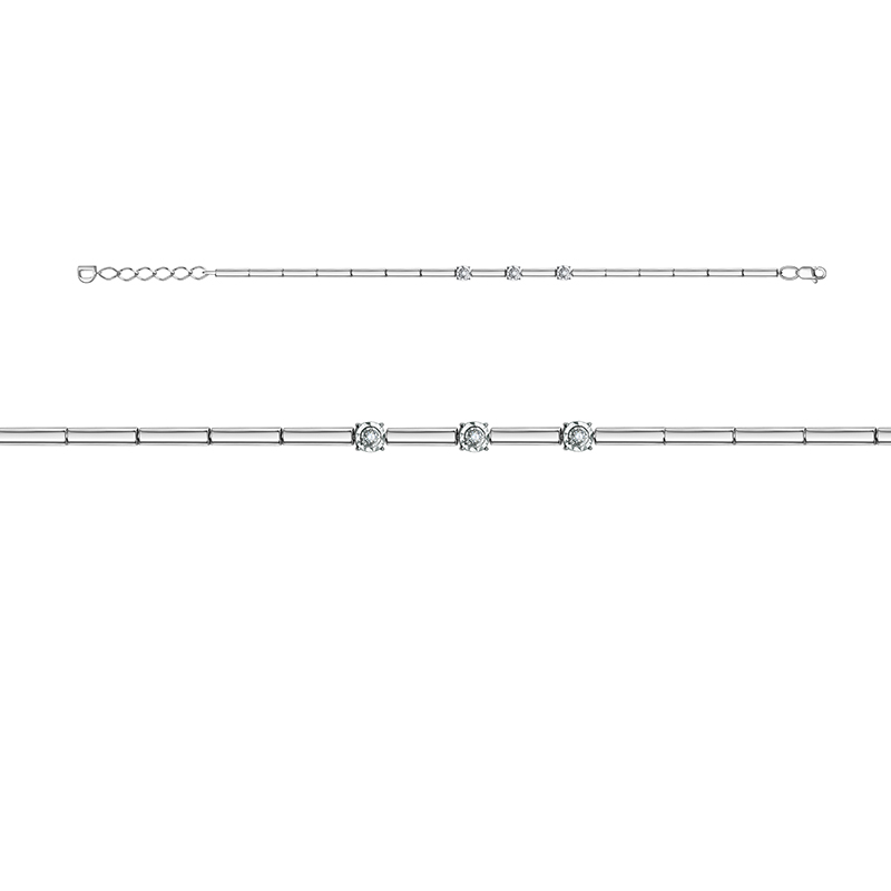 Браслет с бриллиантами из белого золота 585 с родированием БР772261б