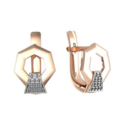 Серьги с фианитами из серебра 925 с золочением 306906