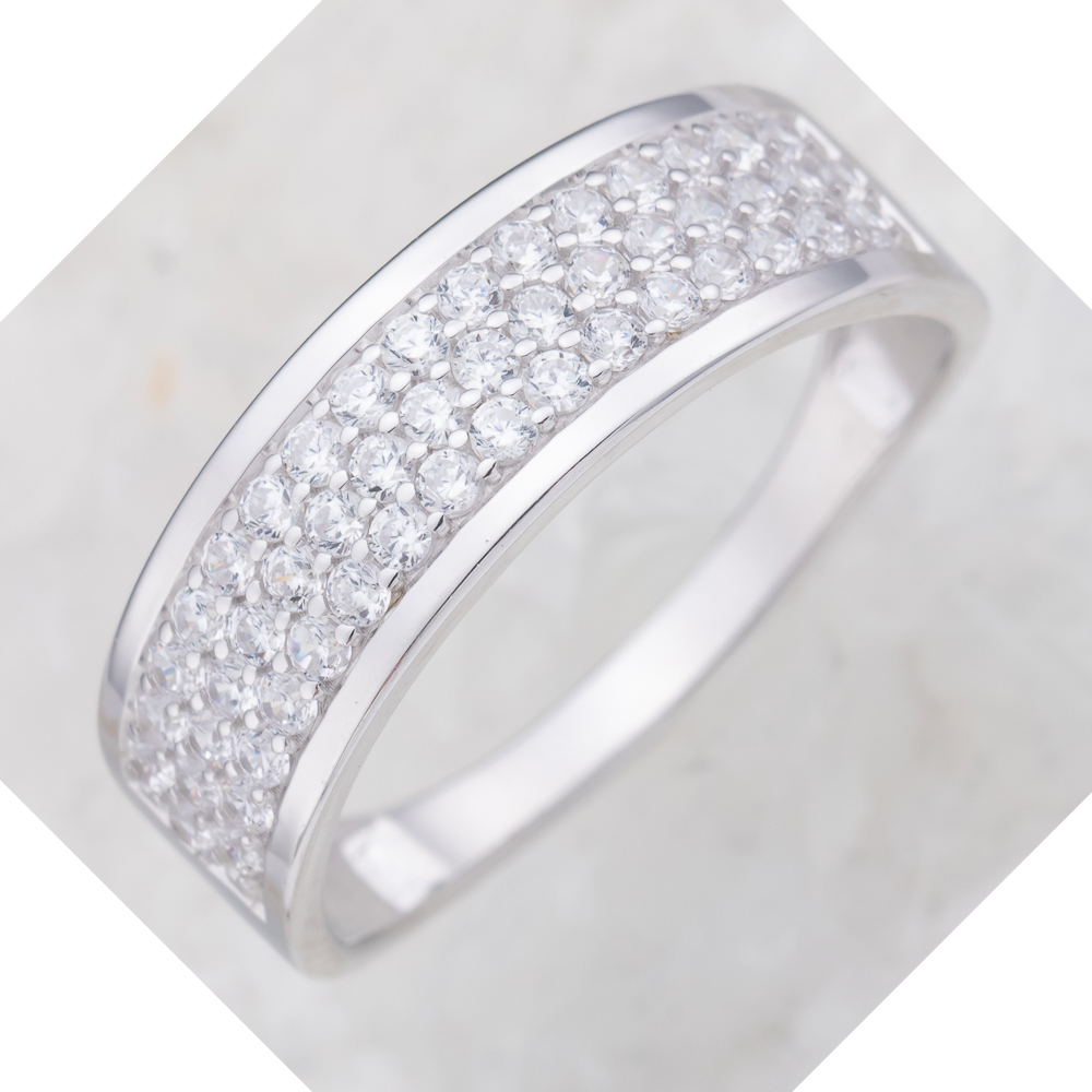 Кольцо Дорожка с фианитами из серебра 925 с родированием 10100112953-501