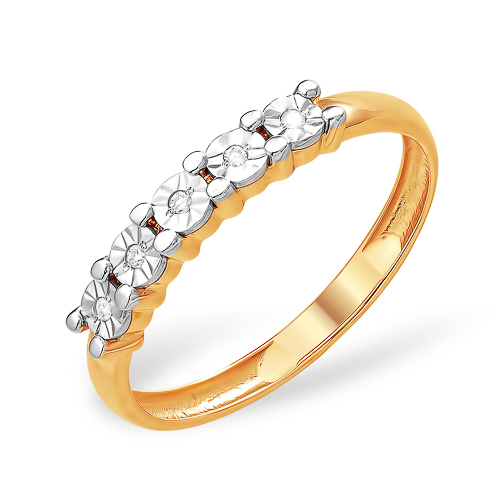 Кольцо с бриллиантами из красного золота 585