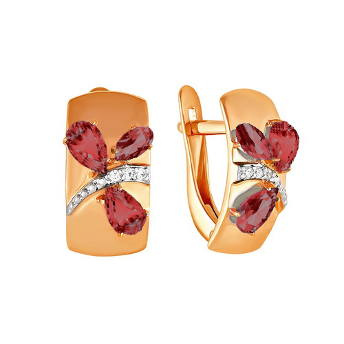Серьги с гранатами и фианитами из красного золота 585 2109308 1 8 1