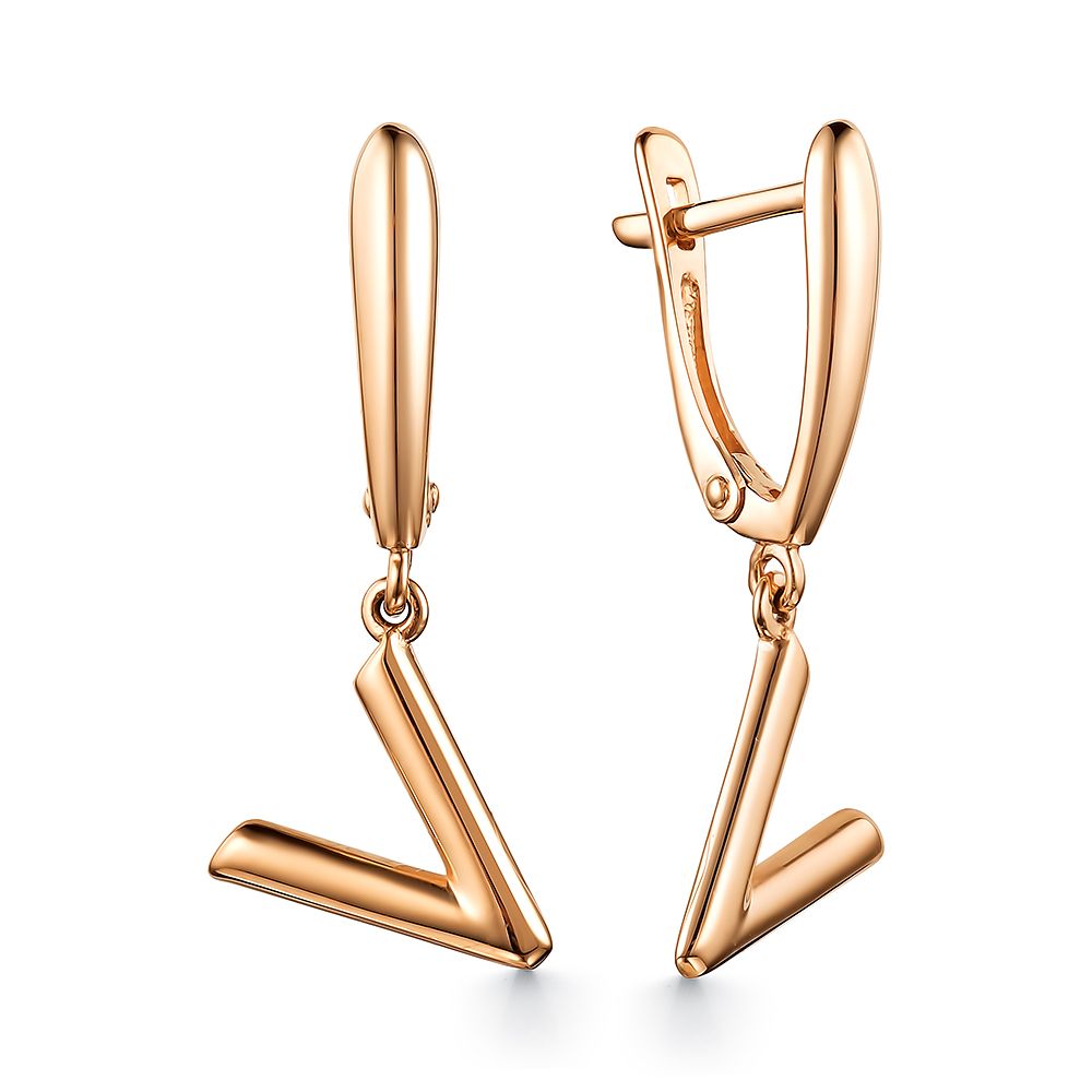 Серьги без камней из красного золота 585 с4645