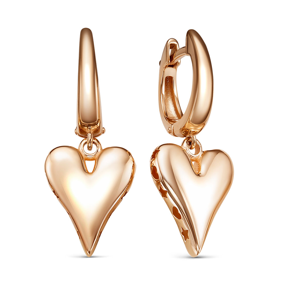Серьги Сердца из красного золота 585 120956